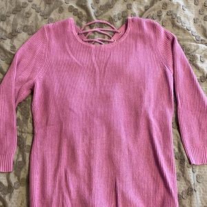 Lace up back sweater